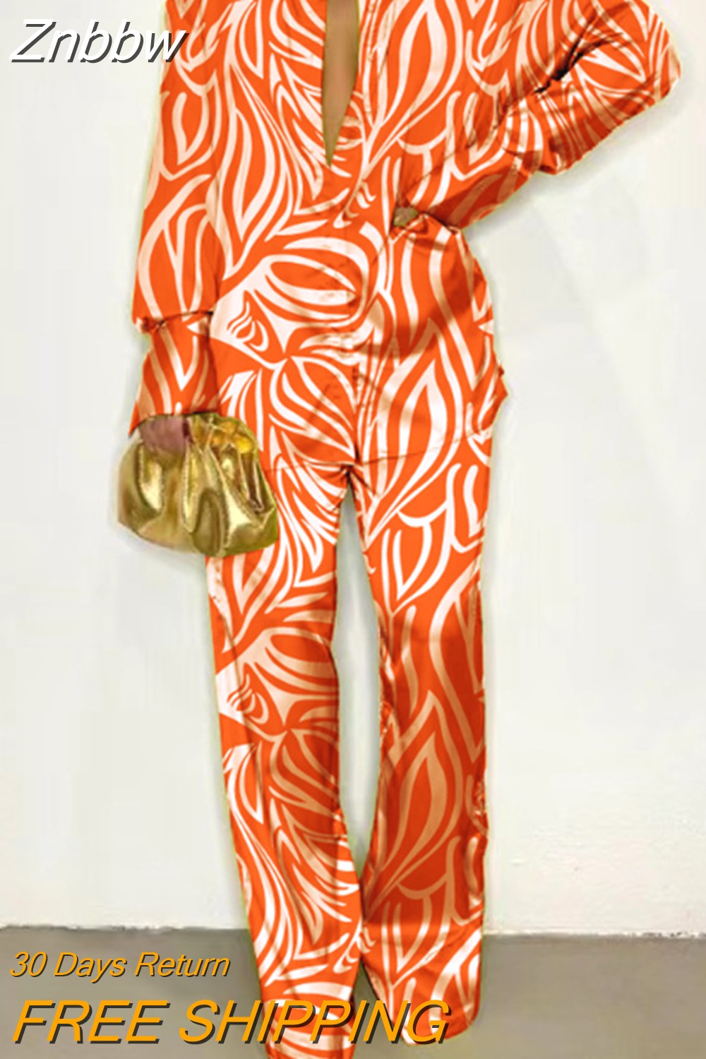 Znbbw Women Printed Long Sleeve Shirt 2 Piece Set Elegant Lapel Single-breasted Tops Suit 2023 Female Wide Leg Pants Outfits