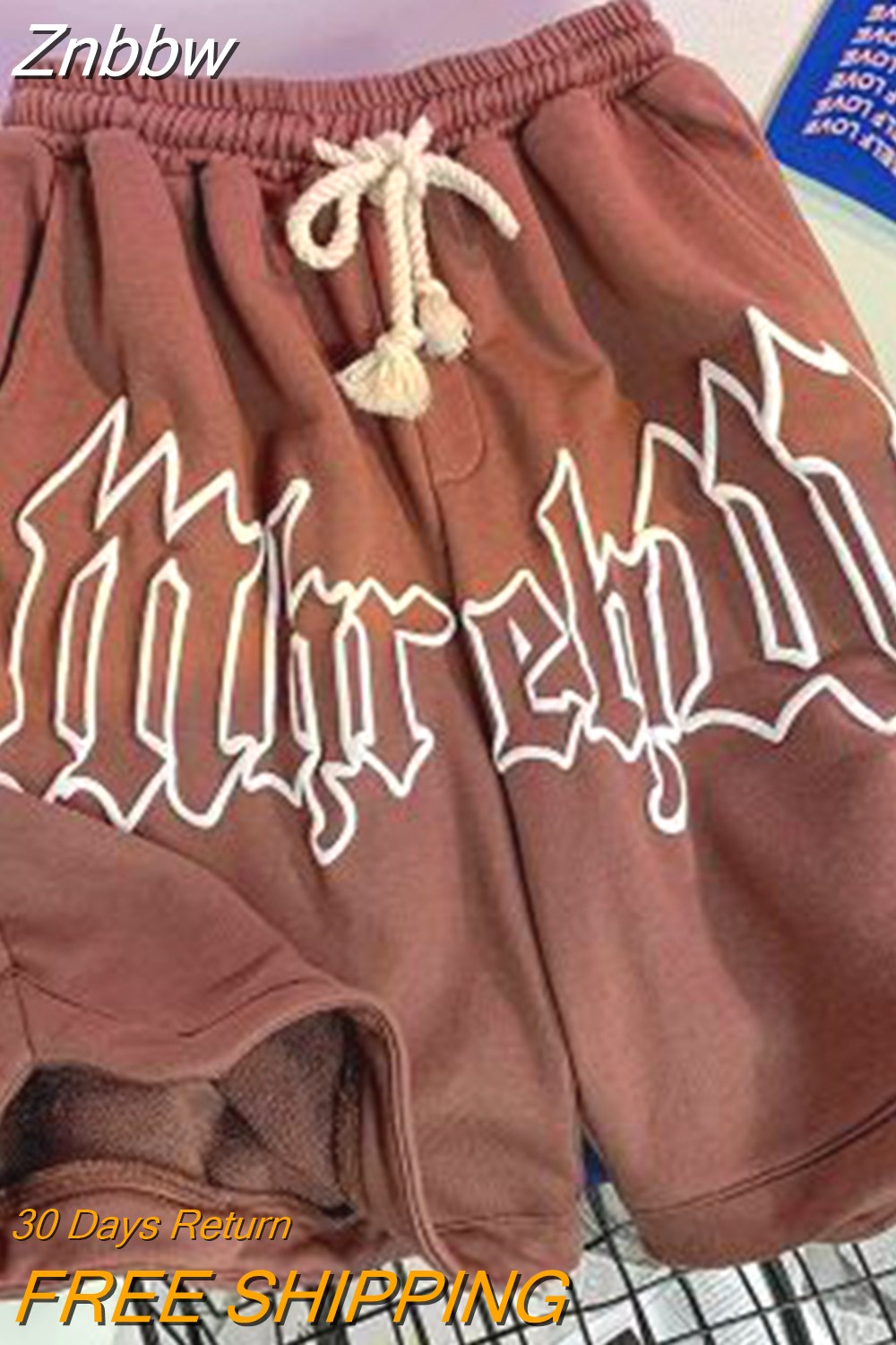 Znbbw Y2k Summer Women and Men clothing Goth Letter Pants Harajuku Oversize Sweat Gym Shorts Korean Streetwear Sportswear Short