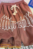 Znbbw Y2k Summer Women and Men clothing Goth Letter Pants Harajuku Oversize Sweat Gym Shorts Korean Streetwear Sportswear Short