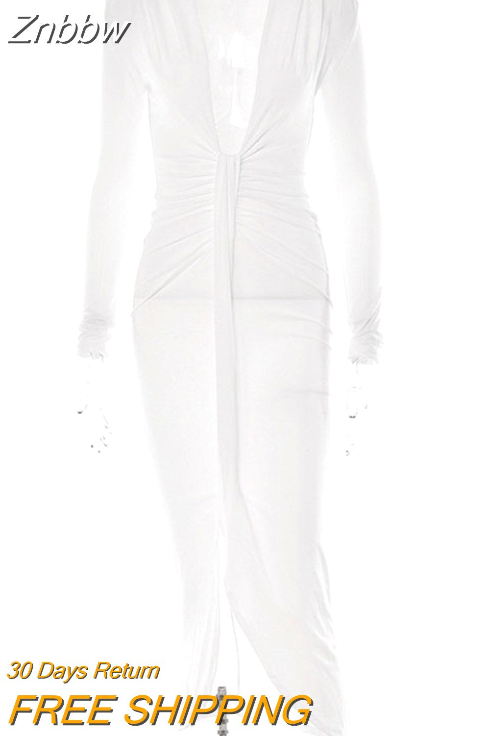 Znbbw Elegant Pleated Casual Bodycon Long Dress 2023 Autumn Winter Women Slim Evening Party Robe Sexy Bandage Ladies Dress