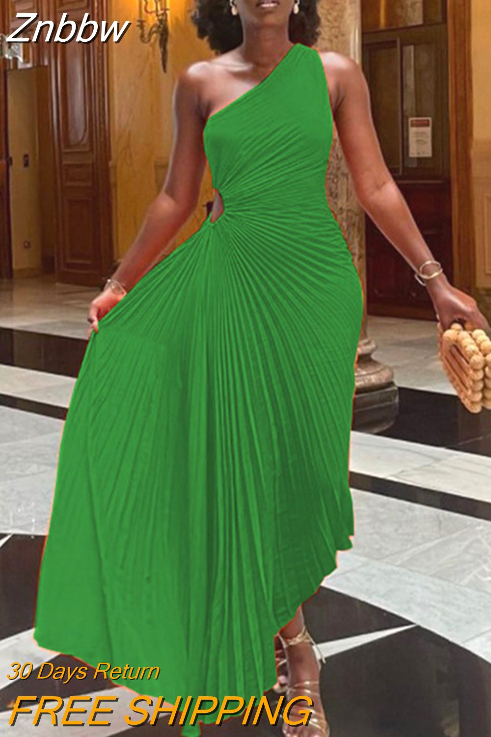 Znbbw Roll Waist Sleeveless Pleated Ruched A-line Dress Women One Shoulder Sexy Prom Evening Dresses 2023 New Fahion Chothing