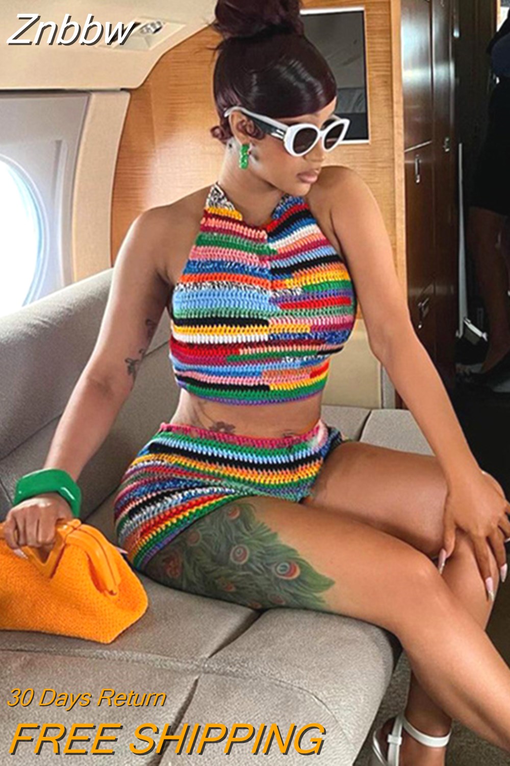 Znbbw Women Tank Tops Shorts Pants Beach Vacation Two Piece Sets Outfits 2023 Summer Clothes Wholesale Items For Business