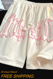 Znbbw Y2k Summer Women and Men clothing Goth Letter Pants Harajuku Oversize Sweat Gym Shorts Korean Streetwear Sportswear Short