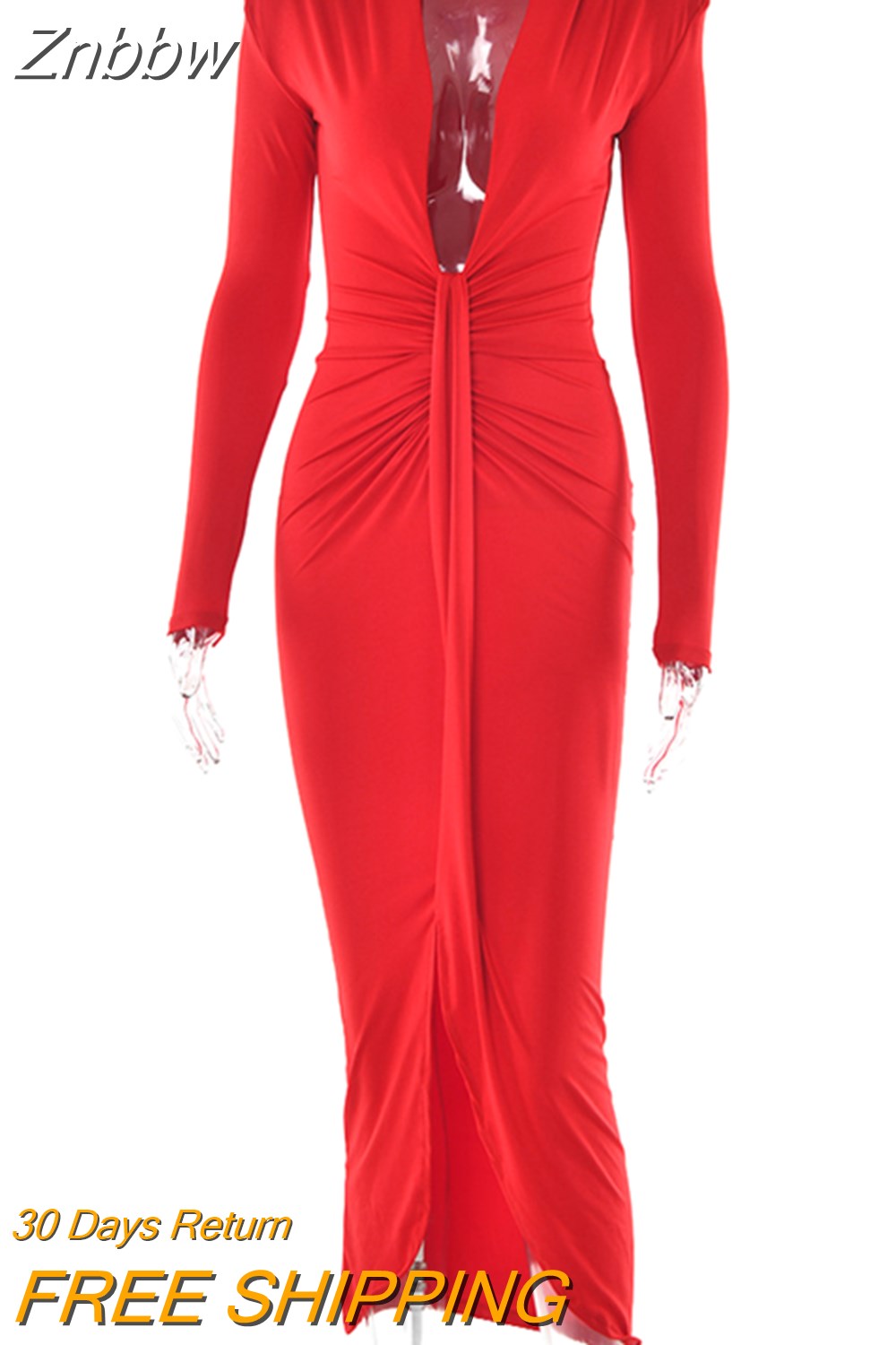 Znbbw Sexy Pleated Long Dress With Shoulder Pad Split Women High Waist Elegant 2023 Summer Club Party Bodycon Maxi Dress