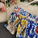 Znbbw 2023 Women Summer Bohemian Porcelain Printed Flower Dress Off Shoulder Puff Sleeve Elastic Waist Runway Midi Dress B7218