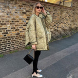Znbbw Fashion Long Sleeve Cotton-padded Clothes Autumn Winter Warm Loose Coat Green Jacket Streetwear Women Clothing