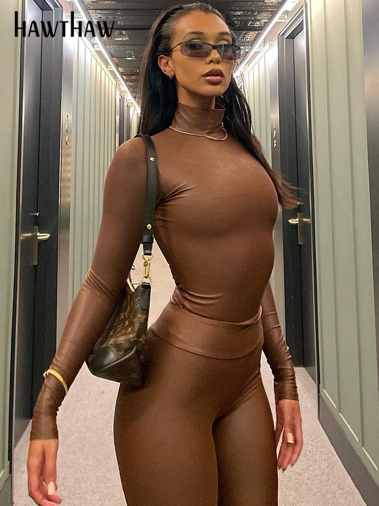 Znbbw Women Long Sleeve T Shirt Bodysuit Long Pants Two Piece Sets Outfits 2023 Fall Clothing Wholesale Items For Business