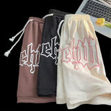 Znbbw Y2k Summer Women and Men clothing Goth Letter Pants Harajuku Oversize Sweat Gym Shorts Korean Streetwear Sportswear Short