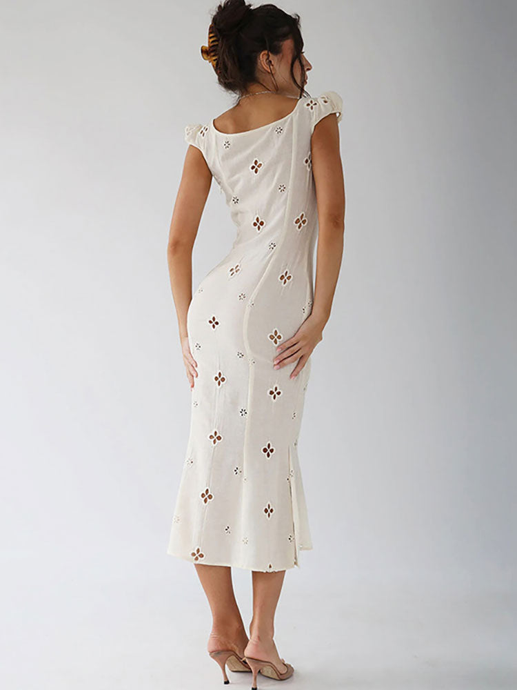 Znbbw Cotton See Through V Neck Sexy Midi Dresses Zipper 2023 Summer Women Holiday Club Party Slim Elegant Dress Vestidos