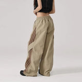 Znbbw Baggy Streetwear Cargo Pants Women Korean High Waist Striped Parachute Sweatpants Bf Oversize Hip Hop Wide Leg Trousers
