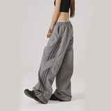Znbbw Baggy Streetwear Cargo Pants Women Korean High Waist Striped Parachute Sweatpants Bf Oversize Hip Hop Wide Leg Trousers