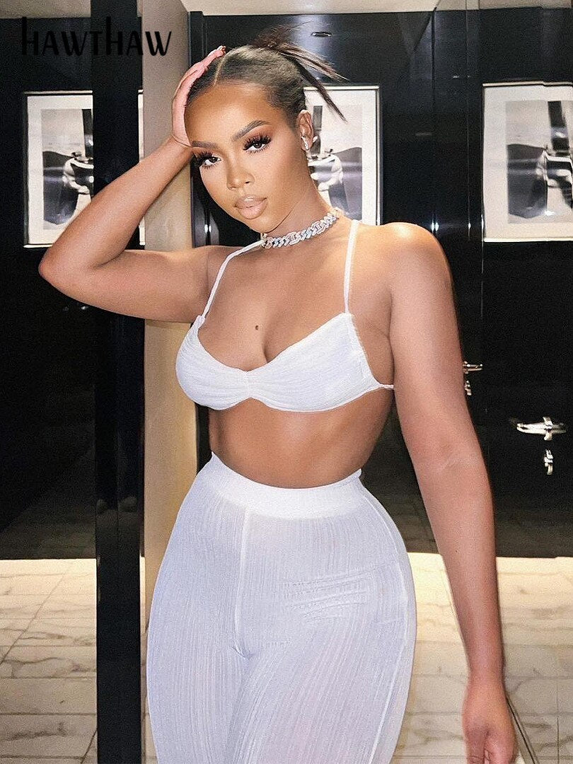 Znbbw Women Crop Tank Tops Long Pants Two Piece Matching Sets Outifits 2023 Summer Clothes Wholesale Items For Business