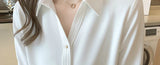 Znbbw Sleeve White Blouse Shirt Blouse Women Blusas Mujer De Moda 2023 Turn Down Collar Office Lady Blouse Tops Women Blusa E197