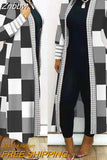 Znbbw Women Printed Long Cardigan full sleeve Trench  OverCoat Lady Casual Loose Open Stitich Coat Female 2023 Autumn Spring Fashion