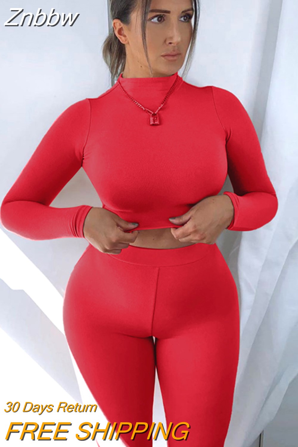 Znbbw women spring autumn long sleeve soild colorcrop tops long pant tracksuit two piece clothes suit outfits matching sets