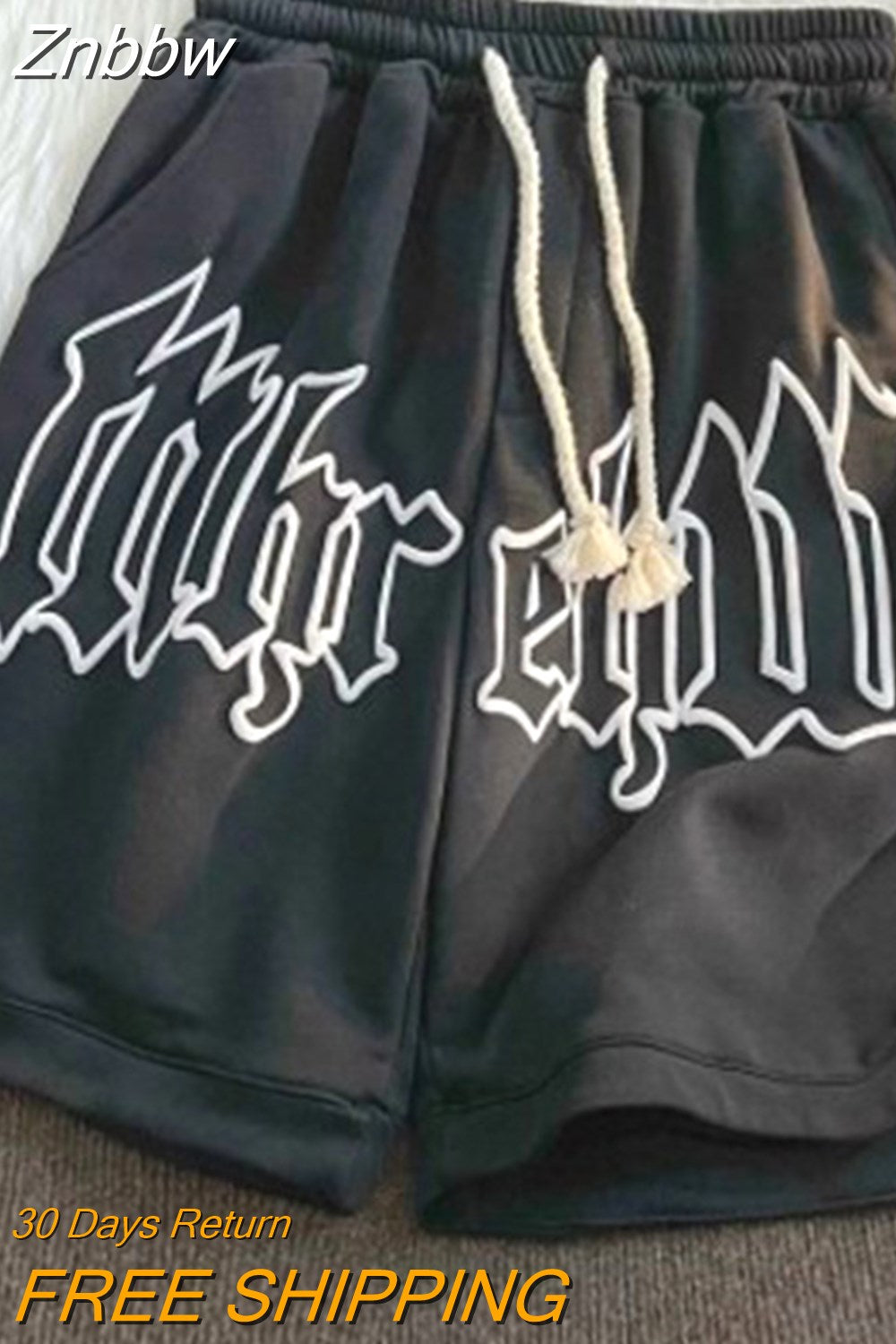 Znbbw Y2k Summer Women and Men clothing Goth Letter Pants Harajuku Oversize Sweat Gym Shorts Korean Streetwear Sportswear Short