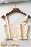 Znbbw Sale 2023 Summer Women Sexy Sleeveless Tops Fashion Short Square Collar Tank Tops 4 Colors