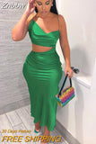 Znbbw Women Elegant Party Club Evening Birthday Hollow Out Bodycon Stain Green Long Dress 2023 Summer Clothes Streetwear
