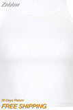 Znbbw White Sleeveless Cotton Cami Top Women Fashion Ribbed Crop Top Tees Ladies Basic Fitness Camisole Summer 2023
