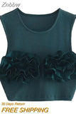 Znbbw TRAF 2023 Summer Women Tank Top Sleeveless Crop Top Ruffle Edge Decoration Short Top y2k Vest