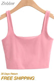 Znbbw Summer Women Sexy Sleeveless Tops Fashion Short Square Collar Tank Tops 6 Colors