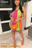 Znbbw Women Printed Bodycon Mesh See Through Party Club Mini Dress Streetwear 2023 Summer Clothes Wholesale Items For Business
