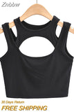 Znbbw Summer NEW Arrival Women Solid Color Sexy Causal 2 Piece Croped-Tops Tanks For Ladies