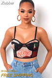 Znbbw Women Autumn Winter Long Sleeve Square Collar Rose Printed Bodycon Package Hip Mini Dress 2023 Fall Clothes Streetwear
