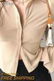 znbbw Street Style Long Sleeve Slim Women Short Shirt Sexy Elasticity Solid Button Ladies Blouse 2023 Summer Female Crop Tops