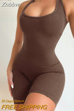 Znbbw Women Summer Sleeveless Bodycon Soild Color Romper Bodysuit Playsuit Sportswear Workout 2023 Female Clothing