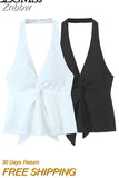 Znbbw TRAF 2023 Women Halter Camis Women Tanks Summer Sexy Slim Crop Top Tees Slim Sexy Tank Camisole