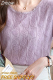 Znbbw Women Blouse Short Sleeve O-Neck Hollow Lace Blouse Shirt Blouse Women Blusas Mujer De Moda 2023 Blouses Top Femme E953