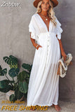 Znbbw Bikini Cover-ups Long White Tunic Casual Summer Beach Dress Elegant Women Wear Swim Suit Cover Up