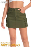 Znbbw Mini Cargo Skirts Women Party High Waisted Vintage Khaki Skirt Hot Sale Harajuku 2000s Retro Pockets Skirts Streetwear