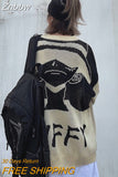 Znbbw character sweater women Japanese street hip-hop round neck pullover sweater autumn/winter fashion new oversize trend top