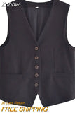 Znbbw TRAF Summer Linen Suits Women Buttons Sleeveless Thin Vest Crop Top Female Pleated Shorts Set Women 2 Piece Set