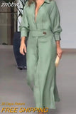 znbbw Fashion Slit Solid Shirt Dress Women Casual V Neck Lapel Full Sleeve With Pockets Long Skirt Spring Lady Streetwear Dresses