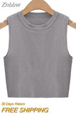 Znbbw Women Off Shoulder Tank Top Summer Knit Ribbed O Neck Sleeveless Skinny Vests 2023 Sexy Solid Basic Tops 202304