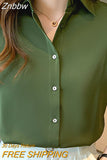 Znbbw Summer Short Sleeve Blouse Women Blusas Mujer De Moda 2023 Verano Turn Down Collar Chiffon Blouse Shirt Women Tops E704