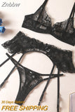 Znbbw Lingerie Sexy Delicate Underwear Embroidery Lace For Linen See Through Bra And Panty Set Erotic Intimate For Full