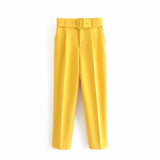 Znbbw 2024 New Pleated Multi-Color Harlan Pants Leisure Solid-Color Women's Pants Belt