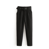 Znbbw 2024 New Pleated Multi-Color Harlan Pants Leisure Solid-Color Women's Pants Belt
