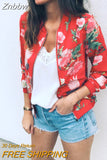 Znbbw Print Zipper Casual Jacket Women 2023 Spring Summer Long Sleeve Loose Bomber Jacket Coat O Neck Fashion Tops Outerwear