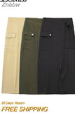 Znbbw TRAF Women Fashion With Pockets Dark Green Front Slit Midi Skirts Vintage High Waist Female Chic Lady Long Skirt