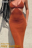 Znbbw Summer Dress 2023 Spaghetti Strap Backless Sexy Cut Out Long Maxi Dresses Boho Bodycon Sundress Party Dresses for Women