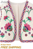 Znbbw TRAF Embroidered Open Waistcoats Women Cotton Basicos Femme Vests Women Sexy Cropped Tops Women Sleeveless Coats