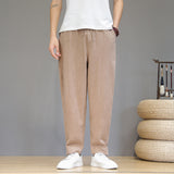 Plus Size Pants Men Cotton Linen Casual Pants Loose Plus Size Small Feet Harun Pants Solid Color Linen Trousers Men