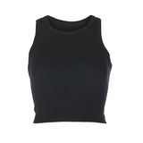 2024 New Women's Wear Rib Solid Color Knitted I-Collar Vest Exposed Navel Sexy Generation