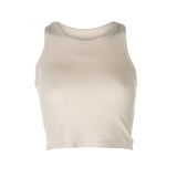 2024 New Women's Wear Rib Solid Color Knitted I-Collar Vest Exposed Navel Sexy Generation