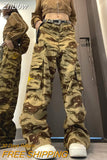 Znbbw Streetwear Embroidery Y2K Oversize Baggy Wide Leg Trouser Female Vintage Retro Jeans Camouflage Cargo Pants Women Hip Hop